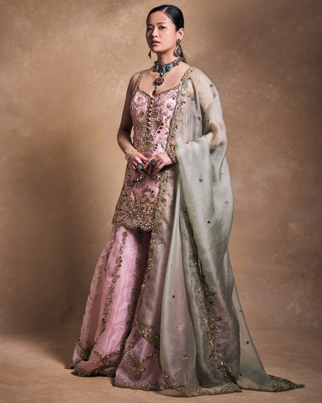 Blush And Sage Sharara Set