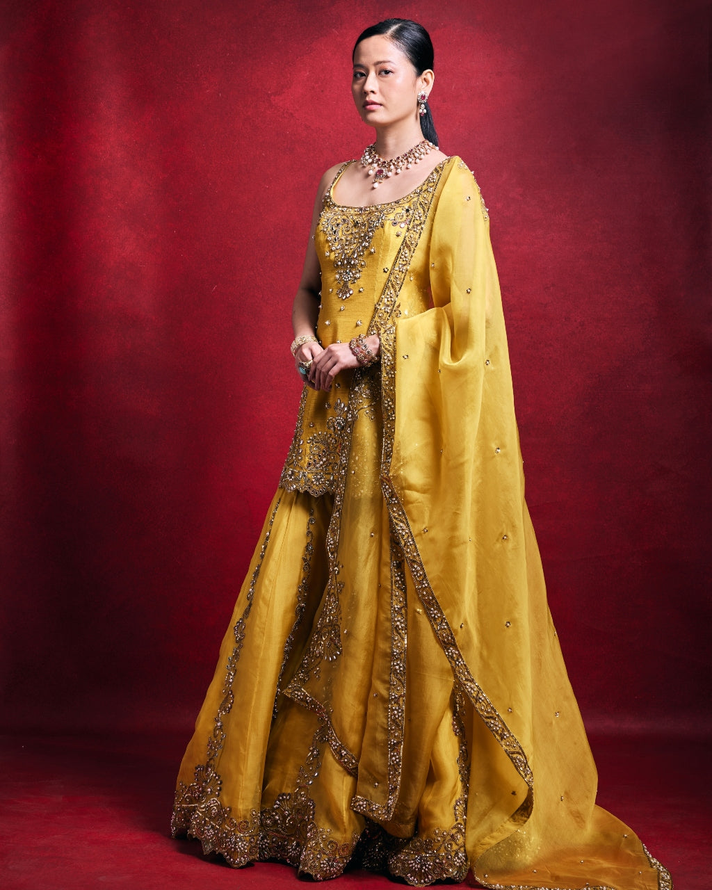 Mustard Gharara Set