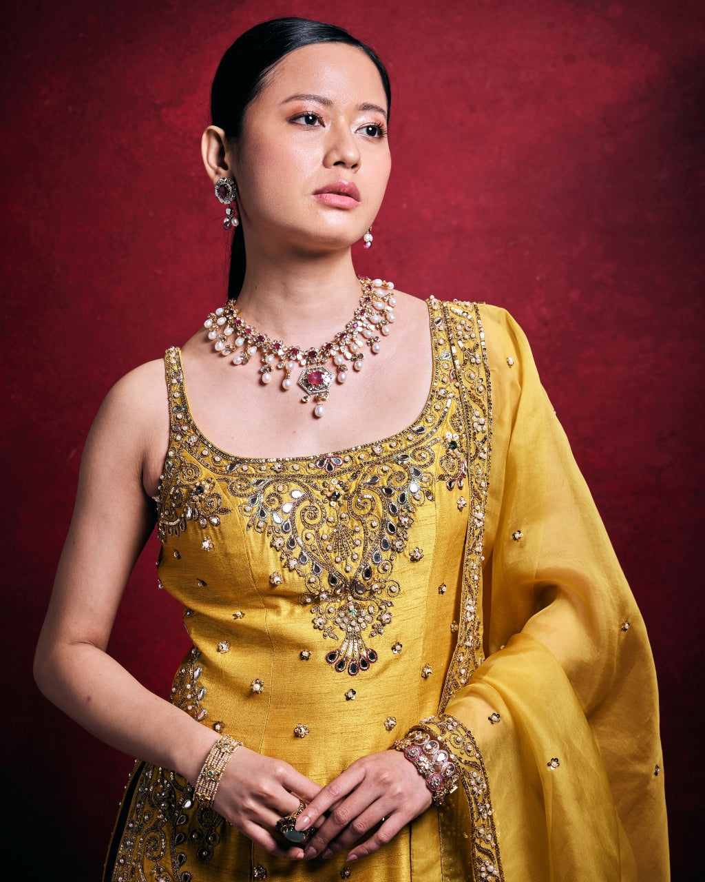 Mustard Gharara Set