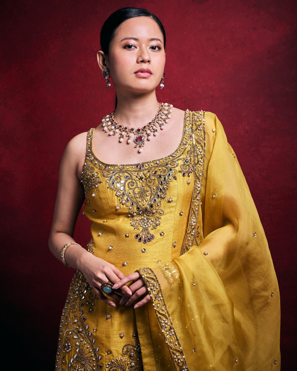 Mustard Gharara Set