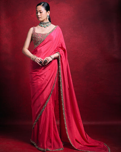 Fuscia Sari Set