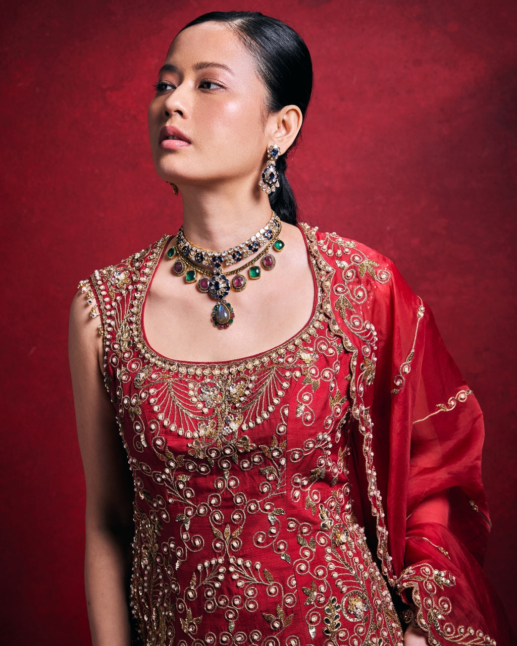 Red Sharara Set