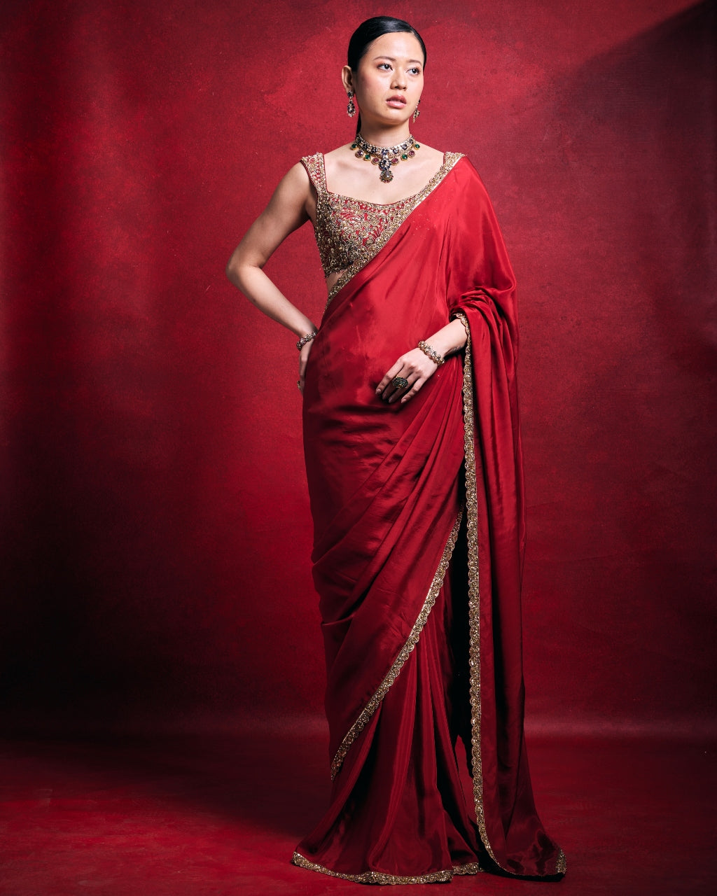 Red Sari Set