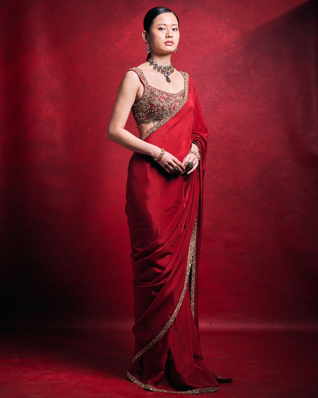Red Sari Set