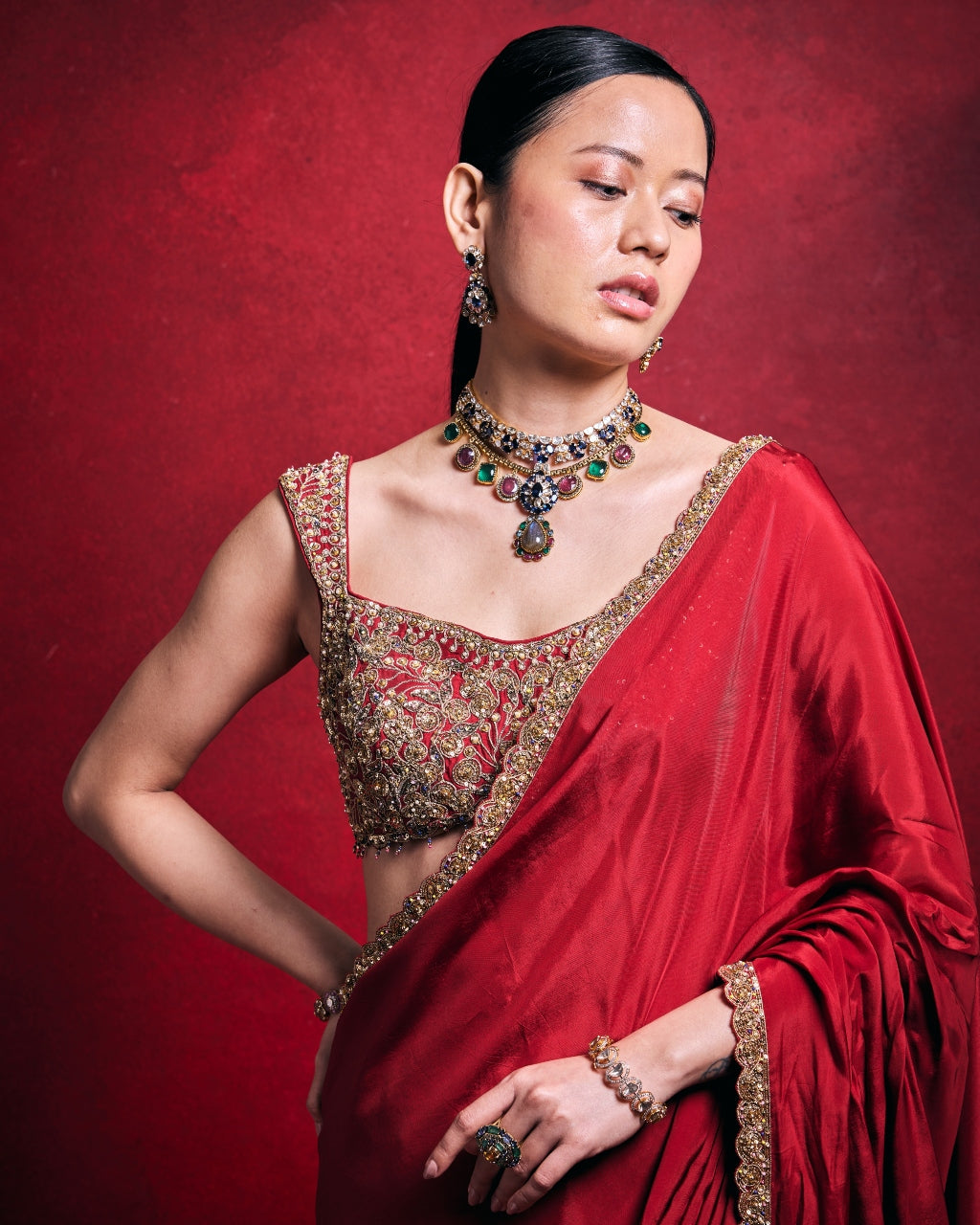 Red Sari Set