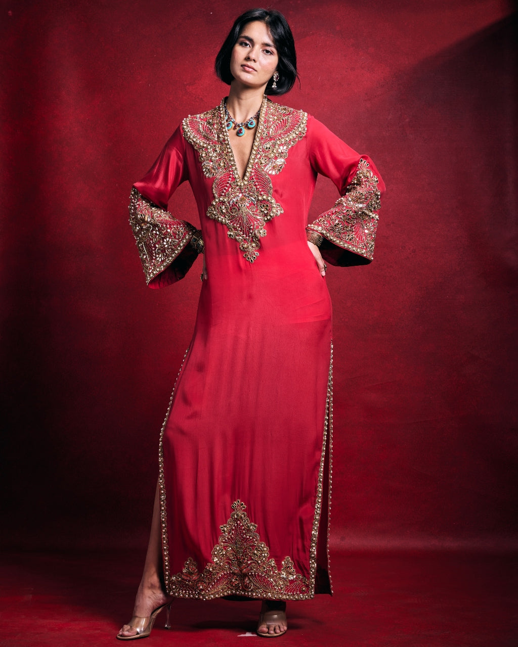 Fuscia Kaftan Set