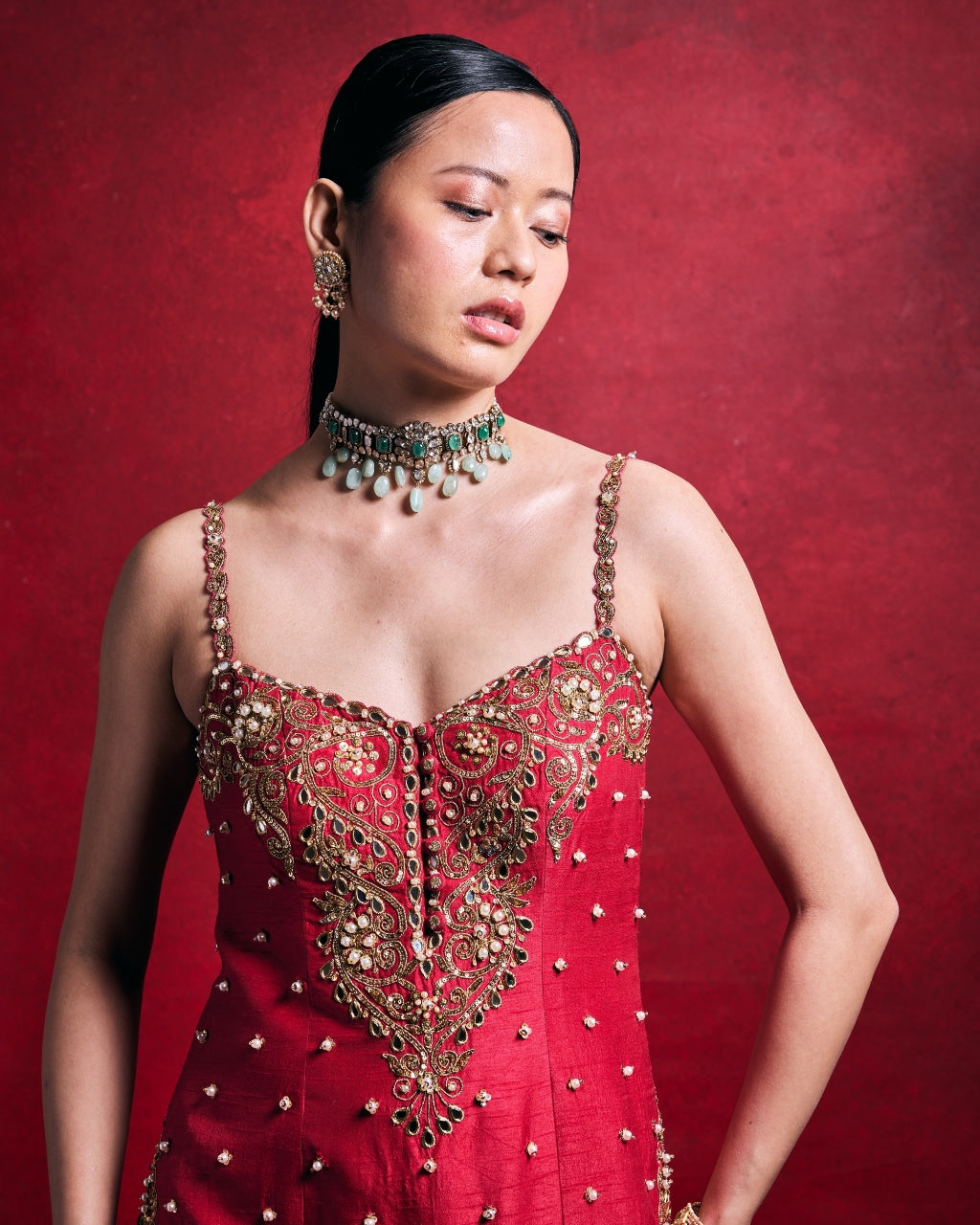 Red And Pink Sharara Set