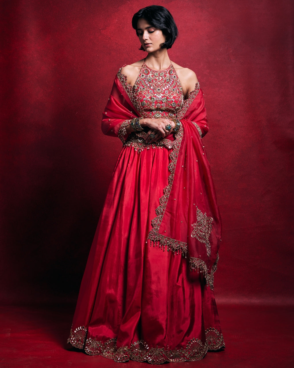 Fuscia Pink Silk Lehenga Set