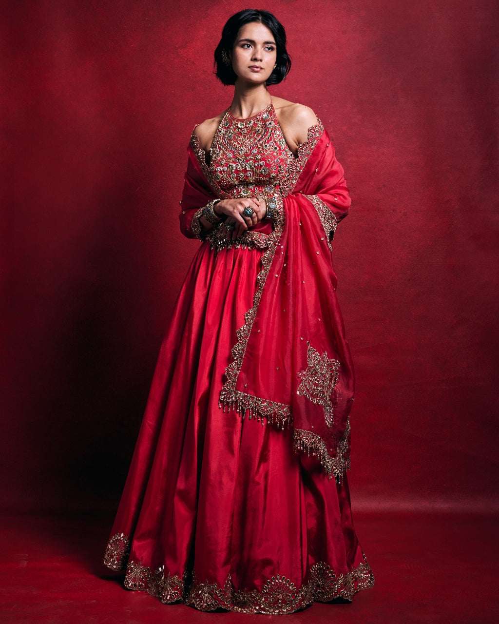 Fuscia Pink Silk Lehenga Set