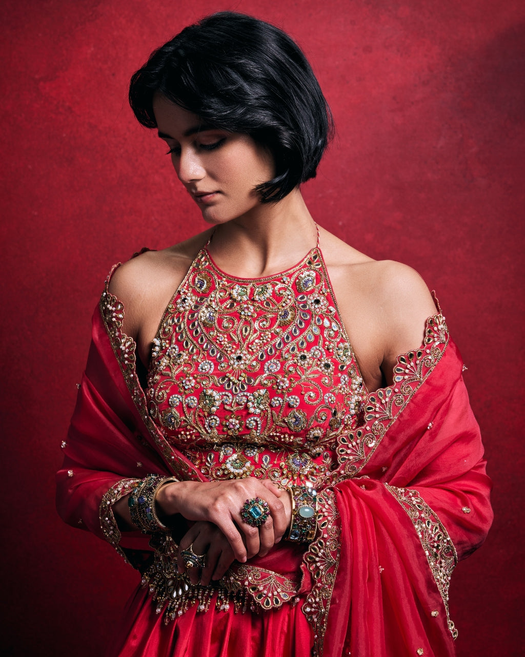 Fuscia Pink Silk Lehenga Set
