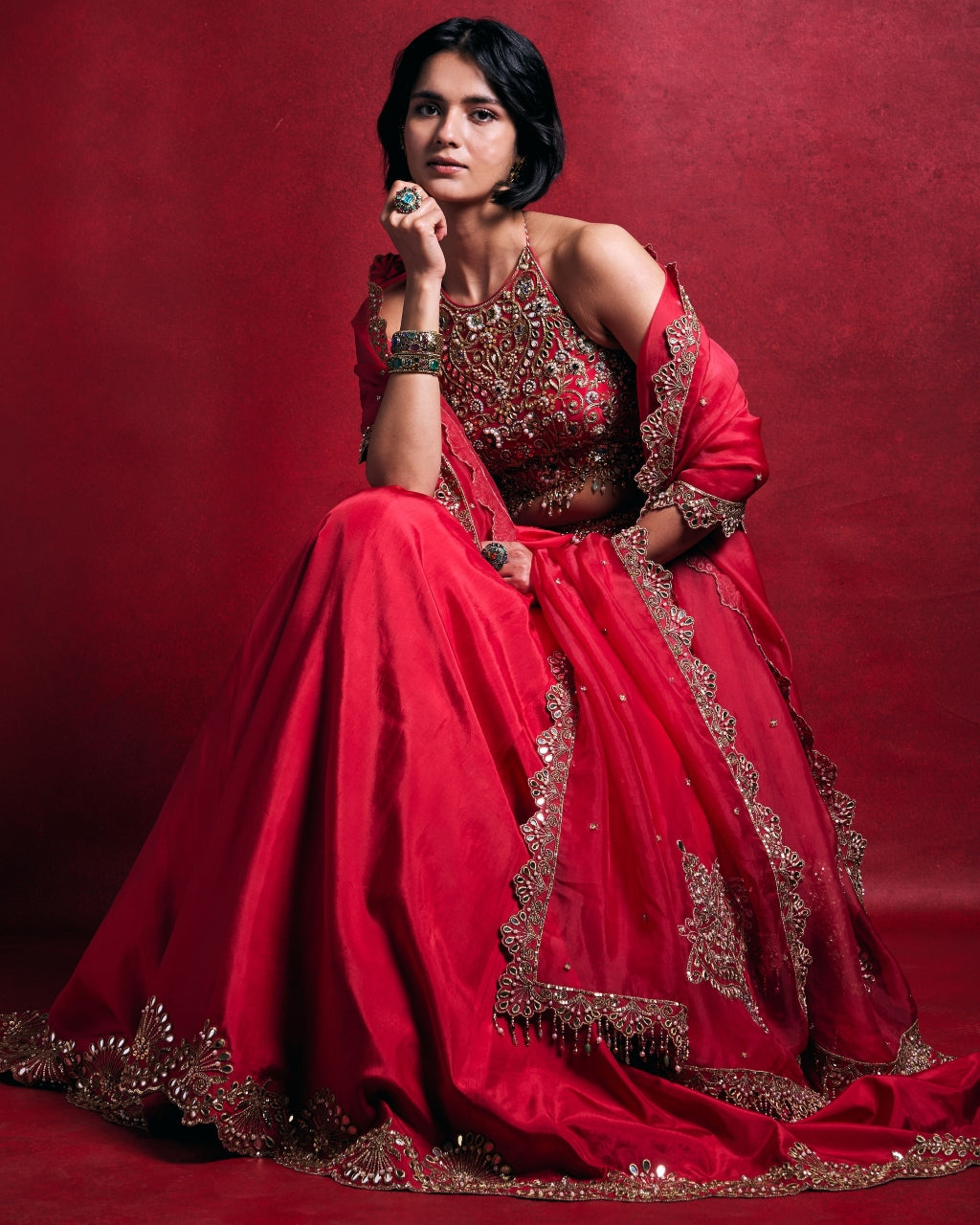 Fuscia Pink Silk Lehenga Set