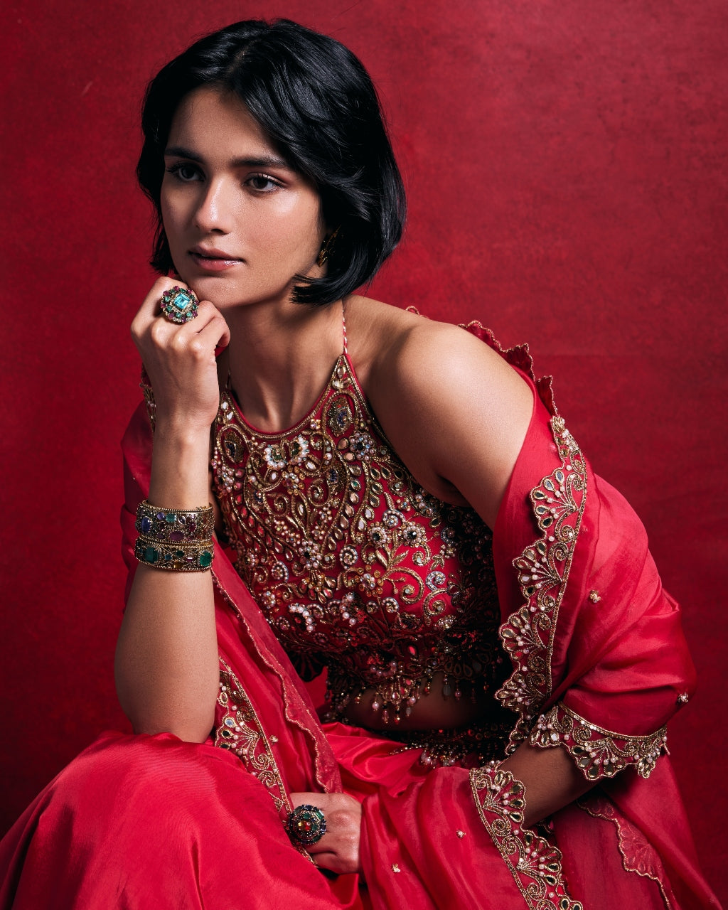 Fuscia Pink Silk Lehenga Set