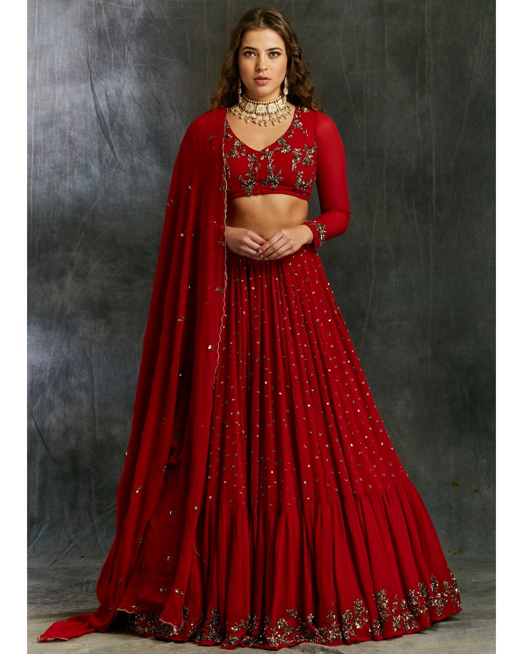 Red Boot Lehenga Set