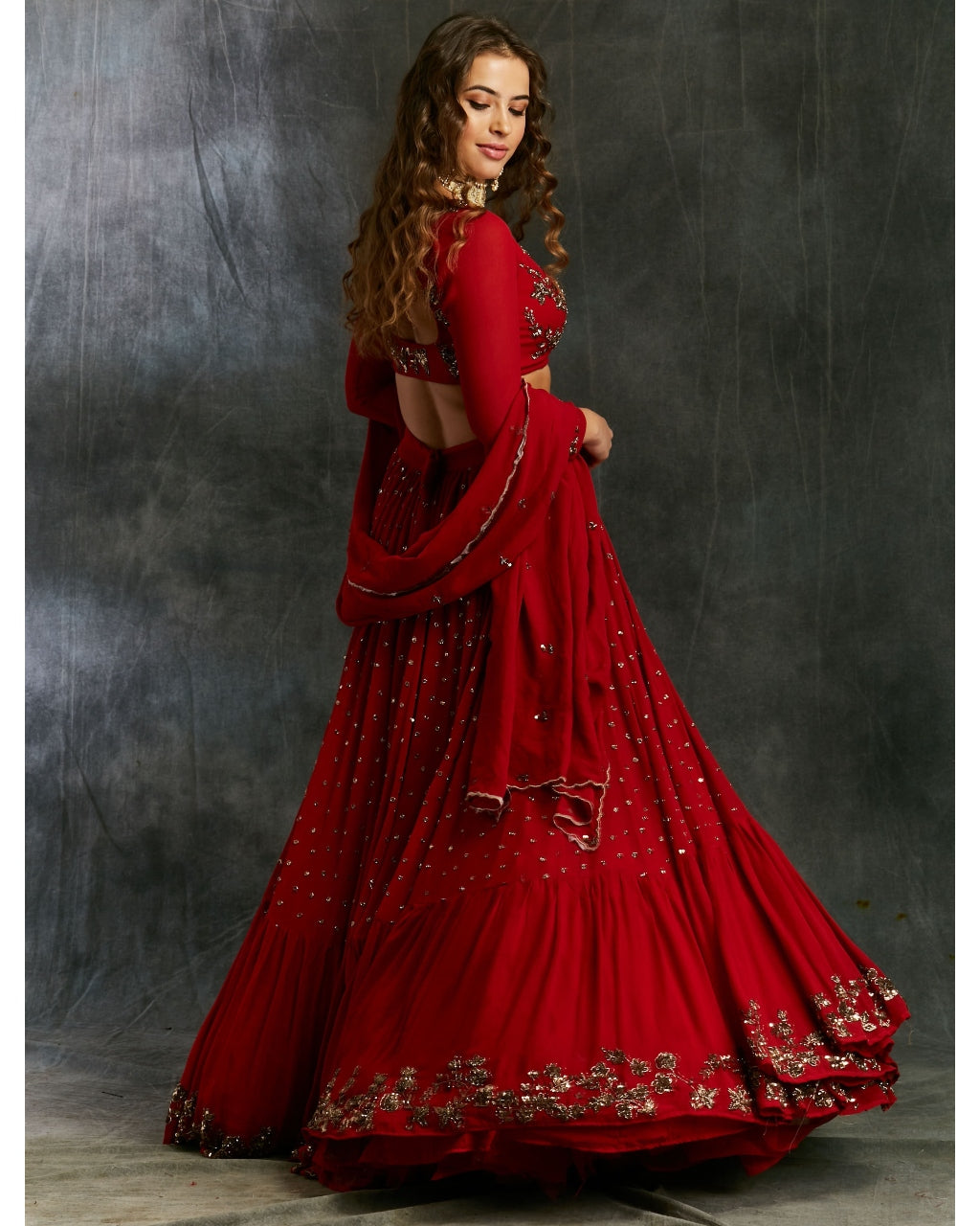 Red Boot Lehenga Set