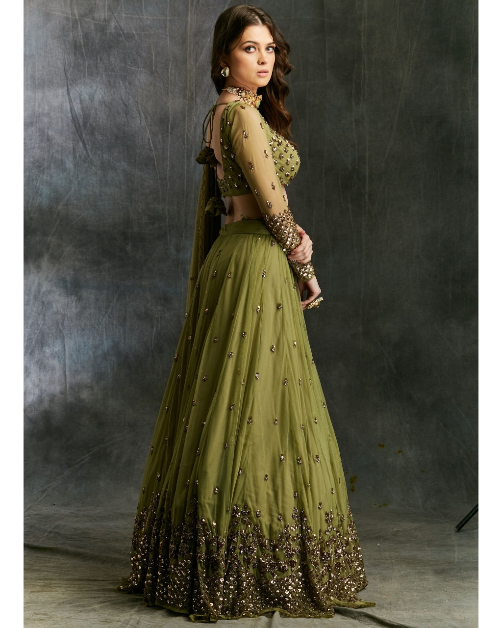 Olive Green Lehenga Set