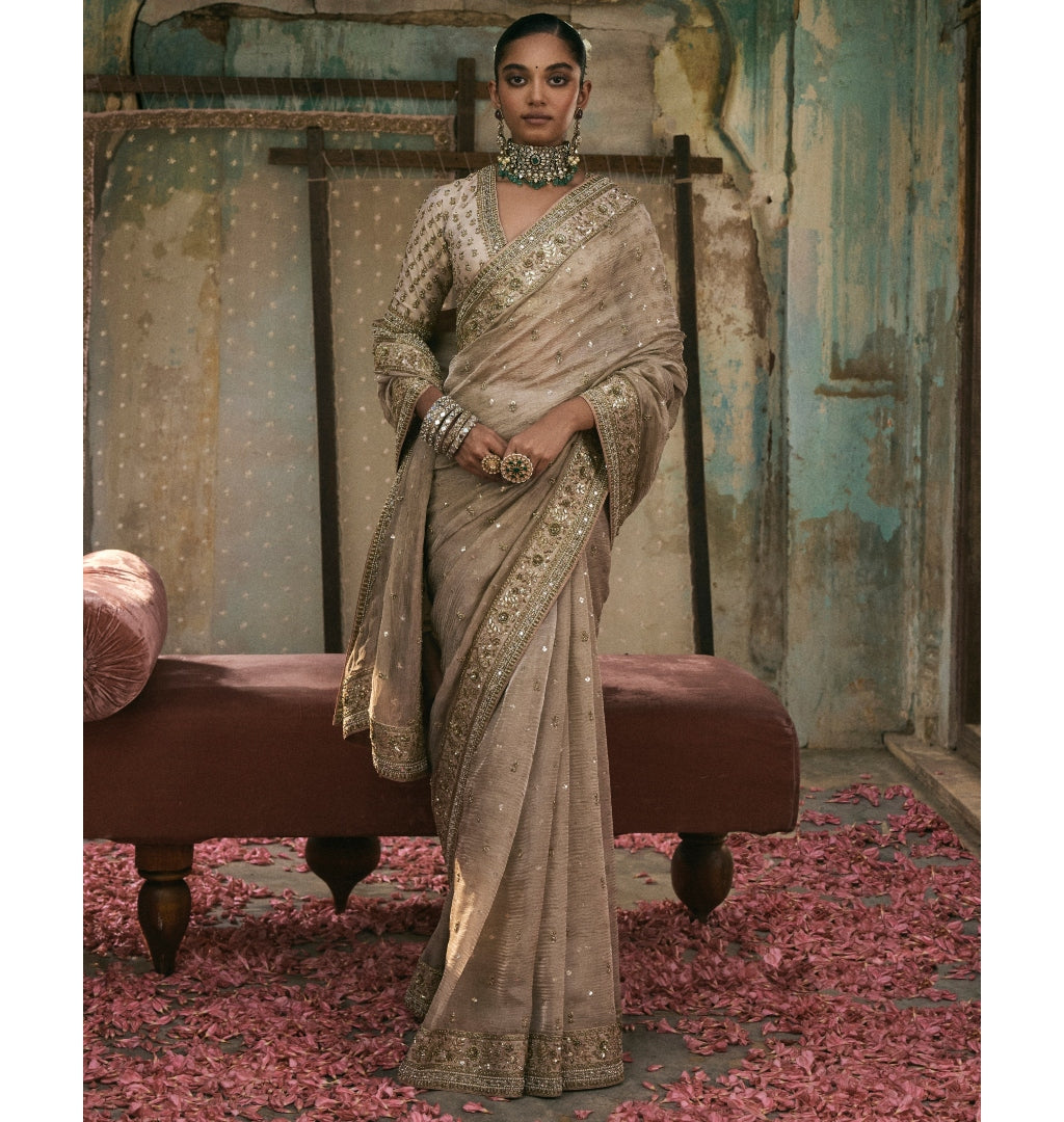 Organza With Dabka Booti Sari Set