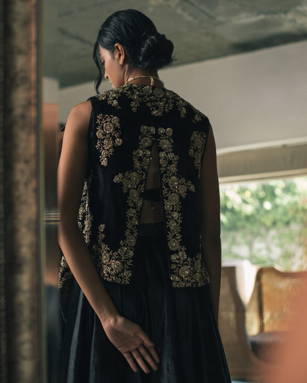 Velvet Jacket With Lehenga