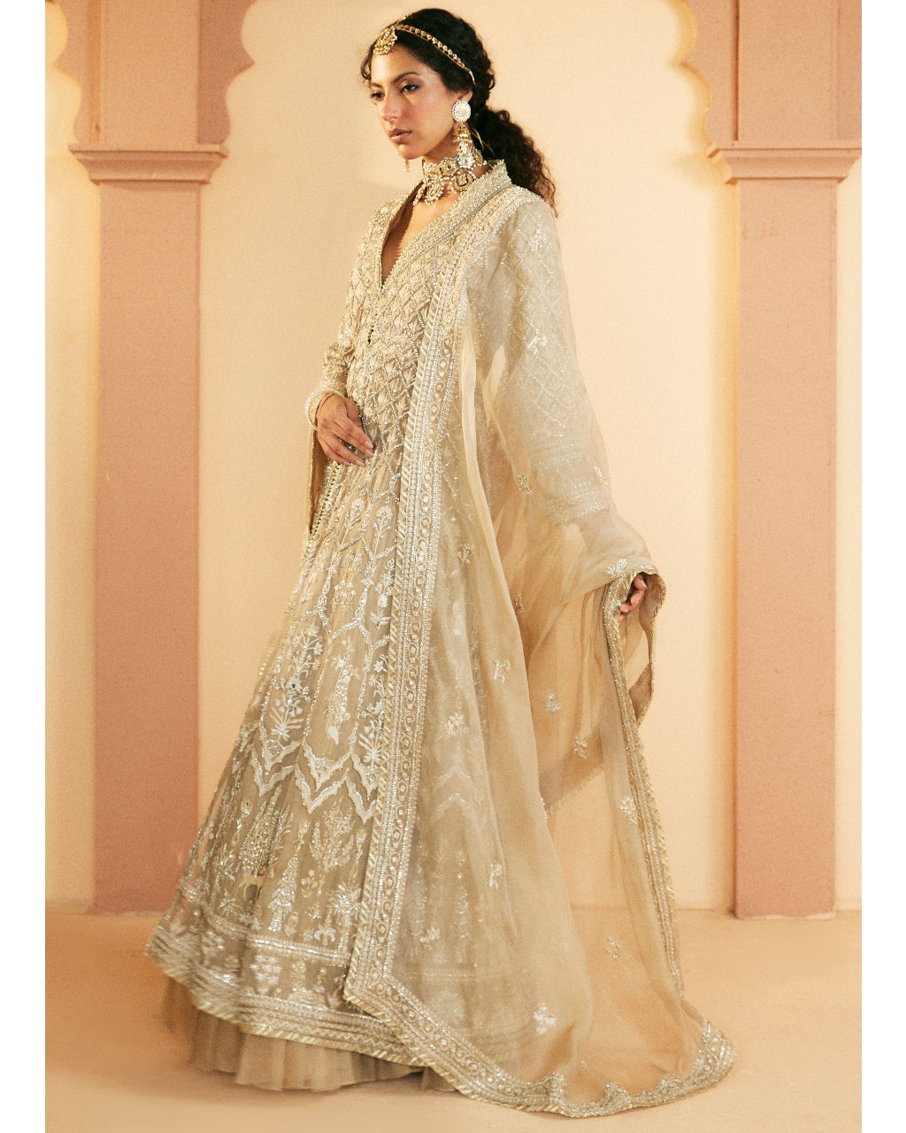 Long Tapered Coat And Lehenga Set