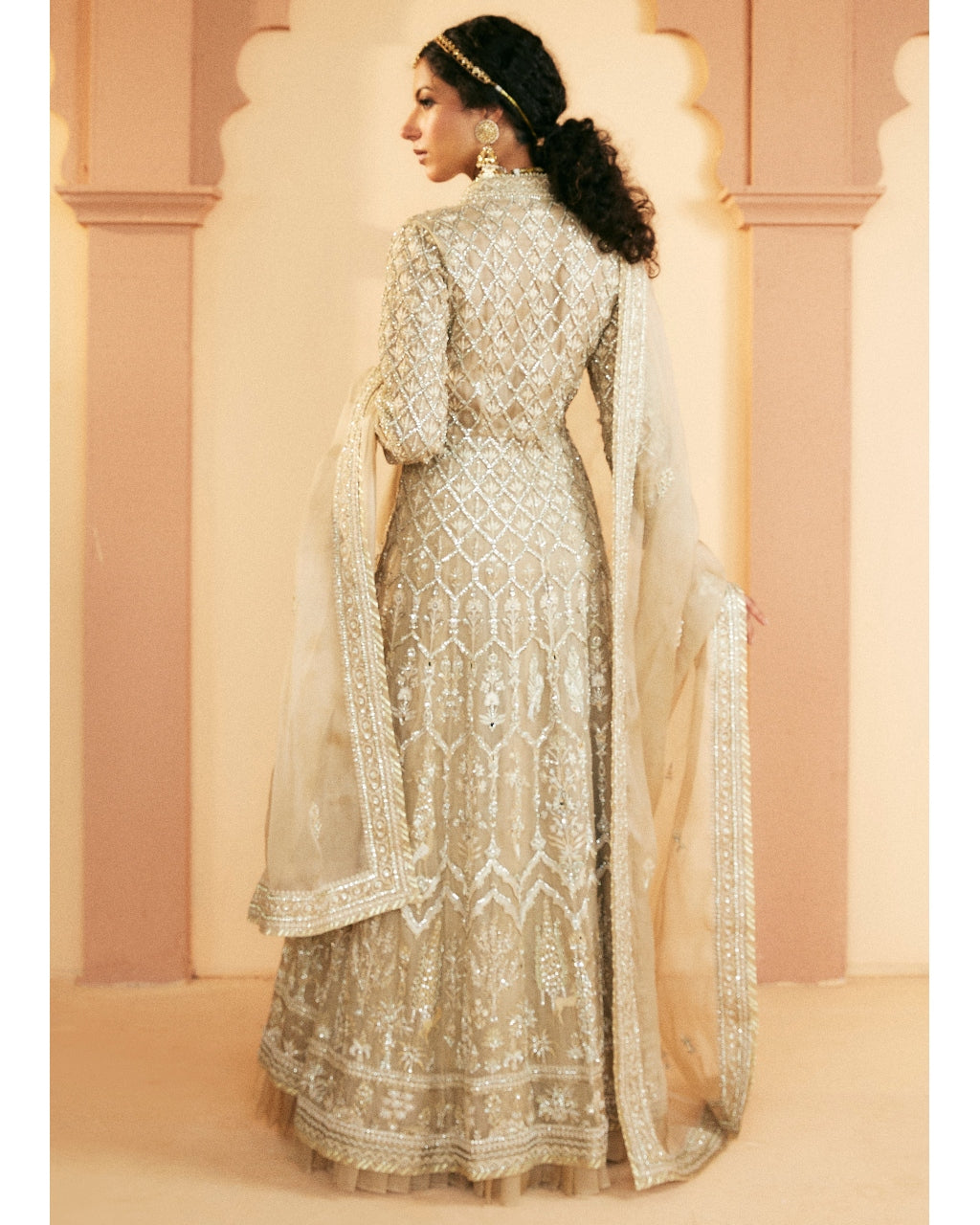 Long Tapered Coat And Lehenga Set