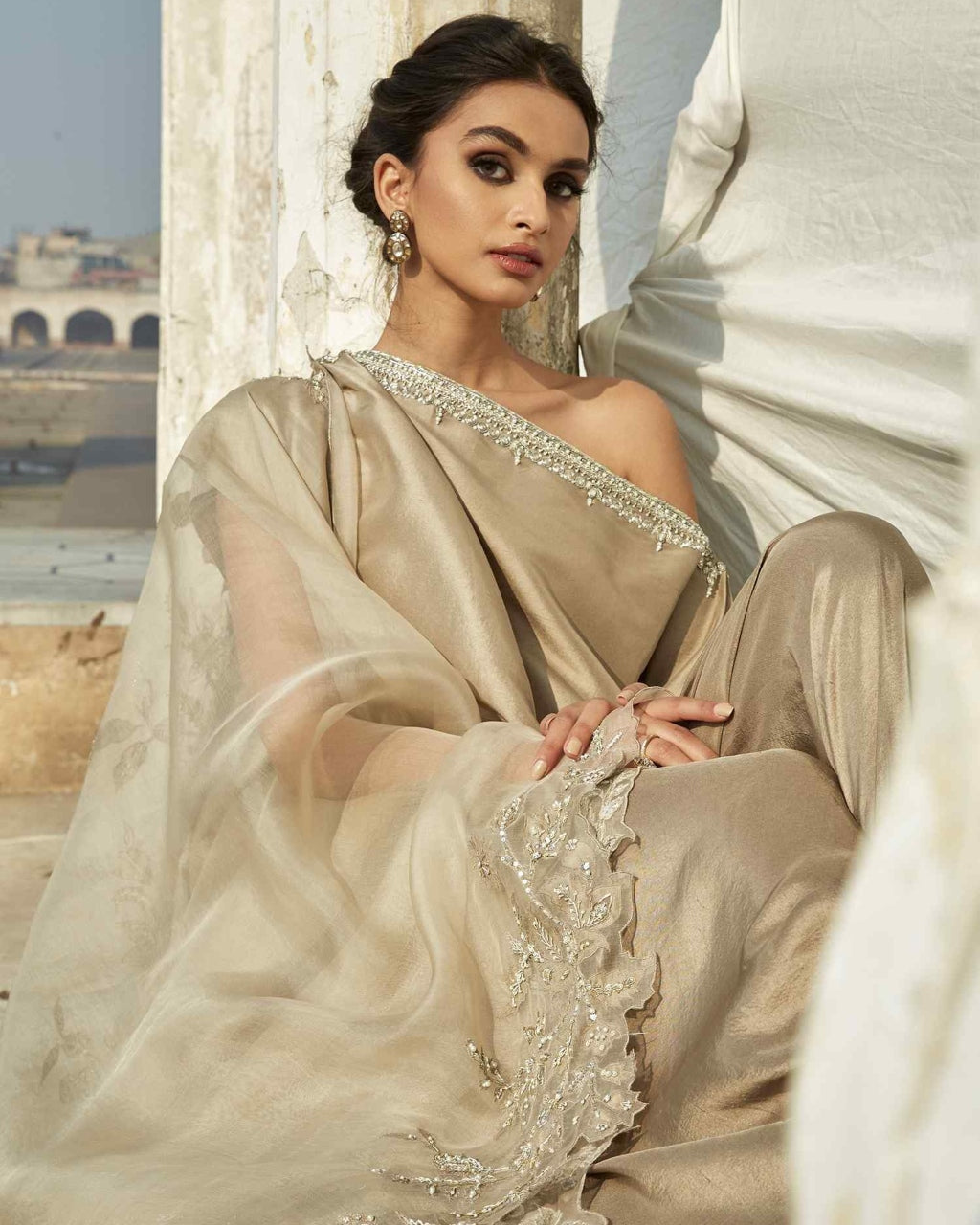 Florence Off Shoulder, Pants & Dupatta Set