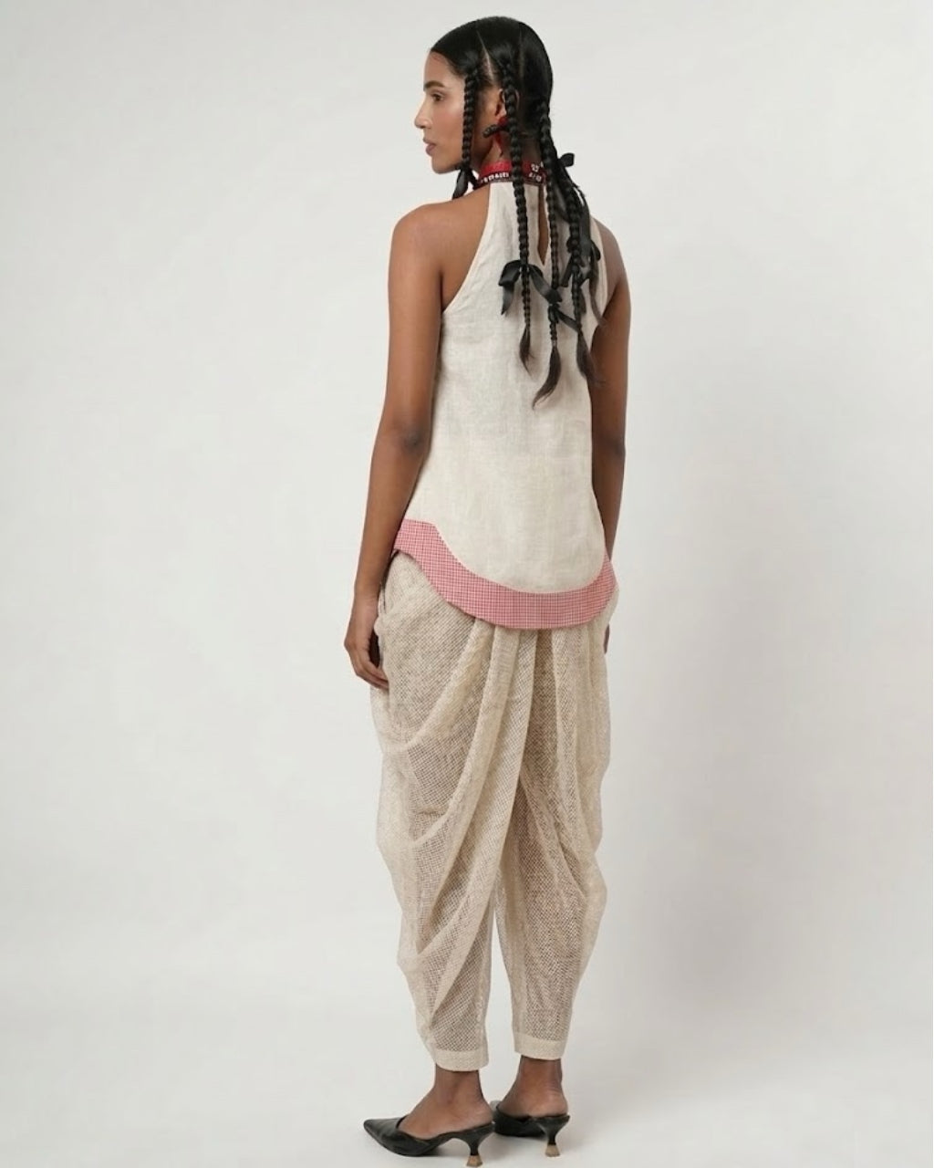 Panelled Cord Halter Top & Dhoti Set