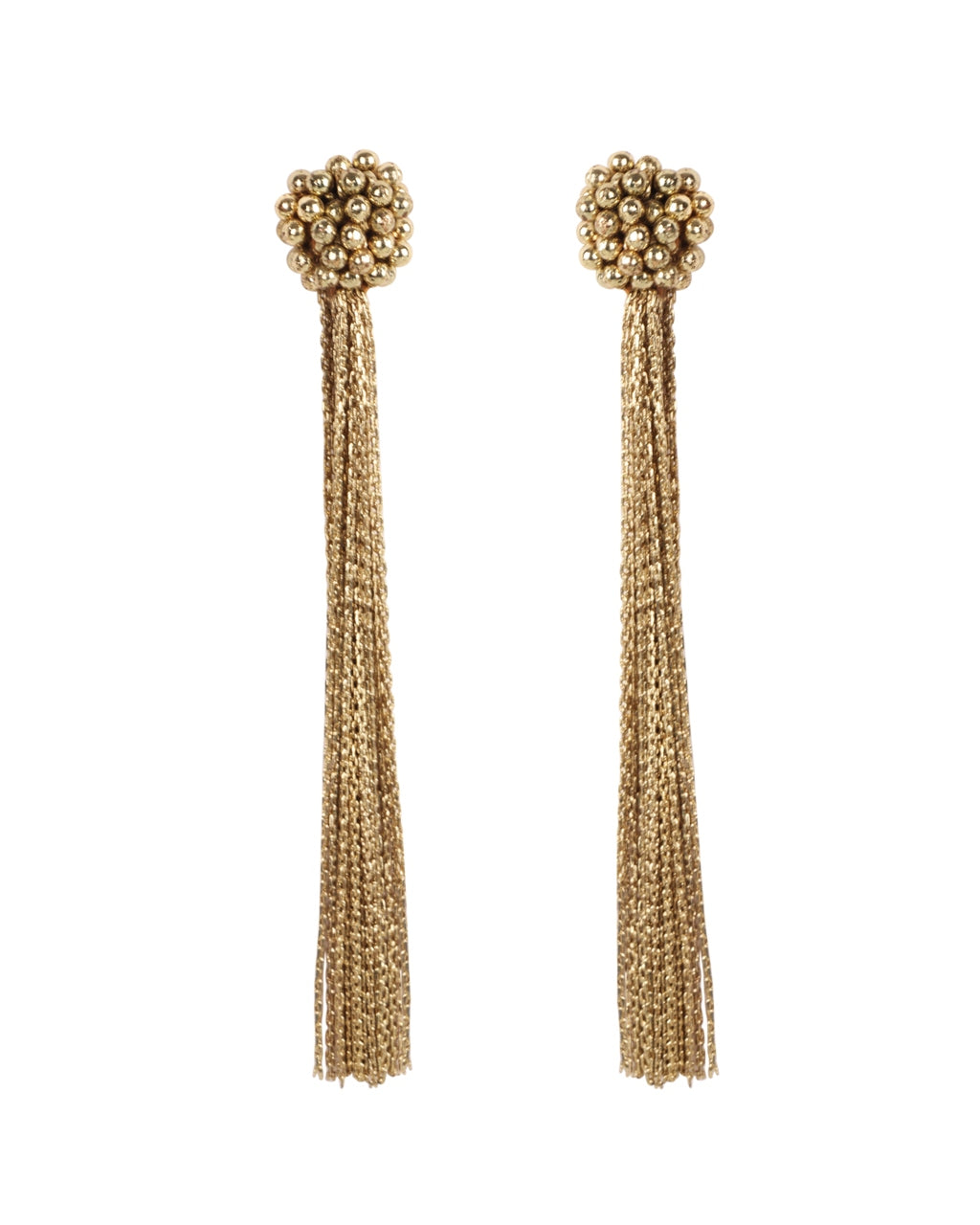 Gold Beaded Fringe Earrings