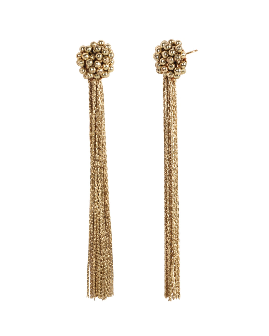 Gold Beaded Fringe Earrings
