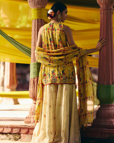 Yellow Short Kurta Sharara