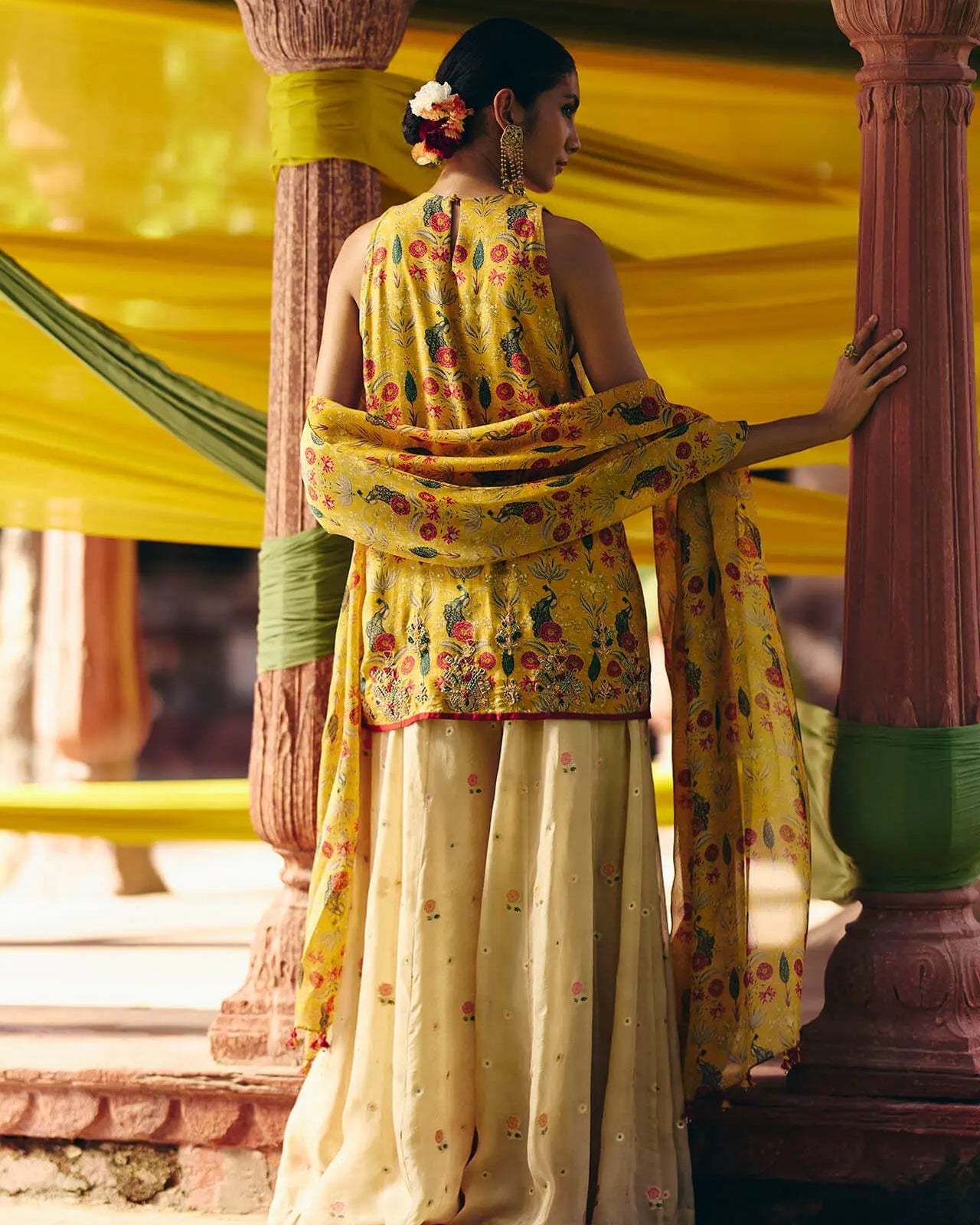 Yellow Short Kurta Sharara