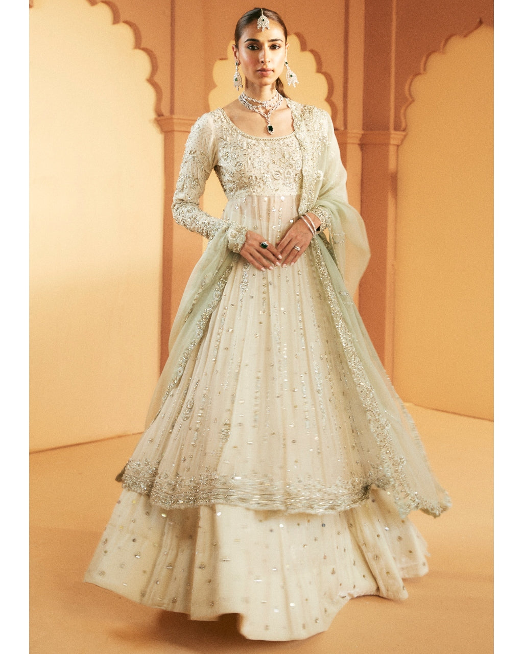 Pastel Pishwas Lehenga Set