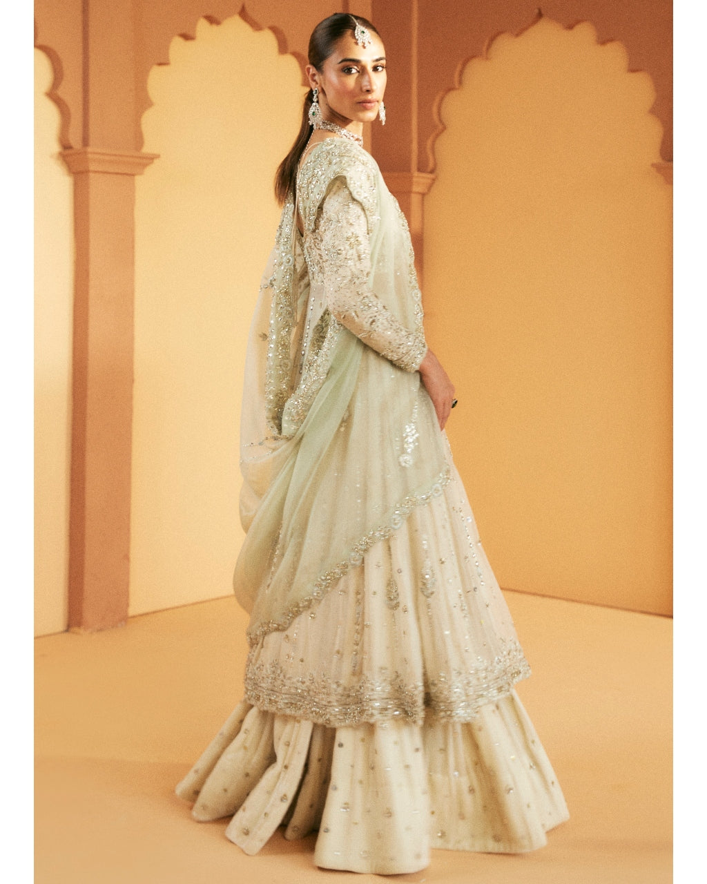 Pastel Pishwas Lehenga Set