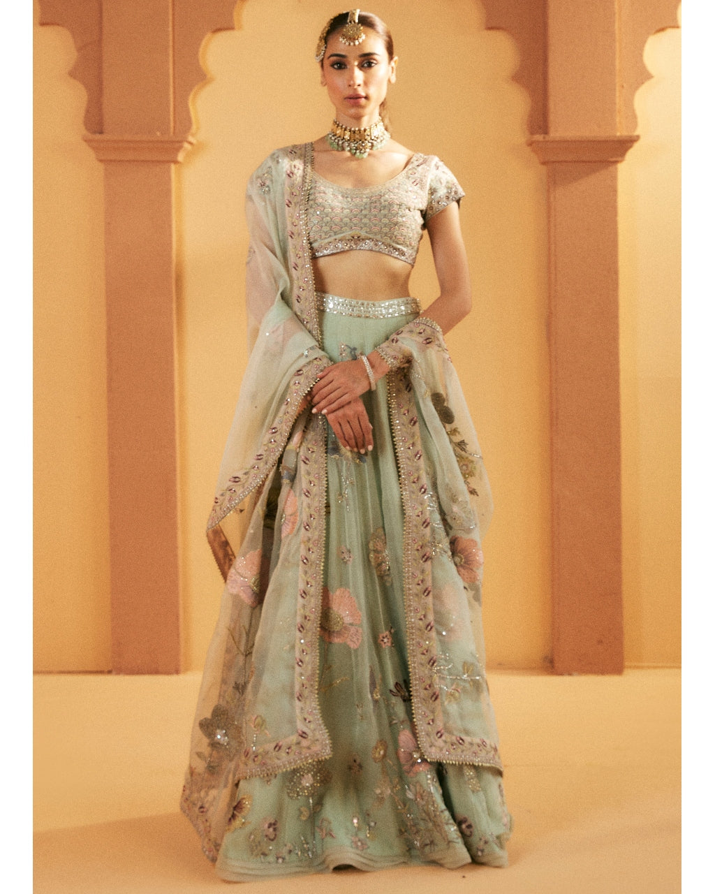 Aquamarine Embroidered Lehenga Set