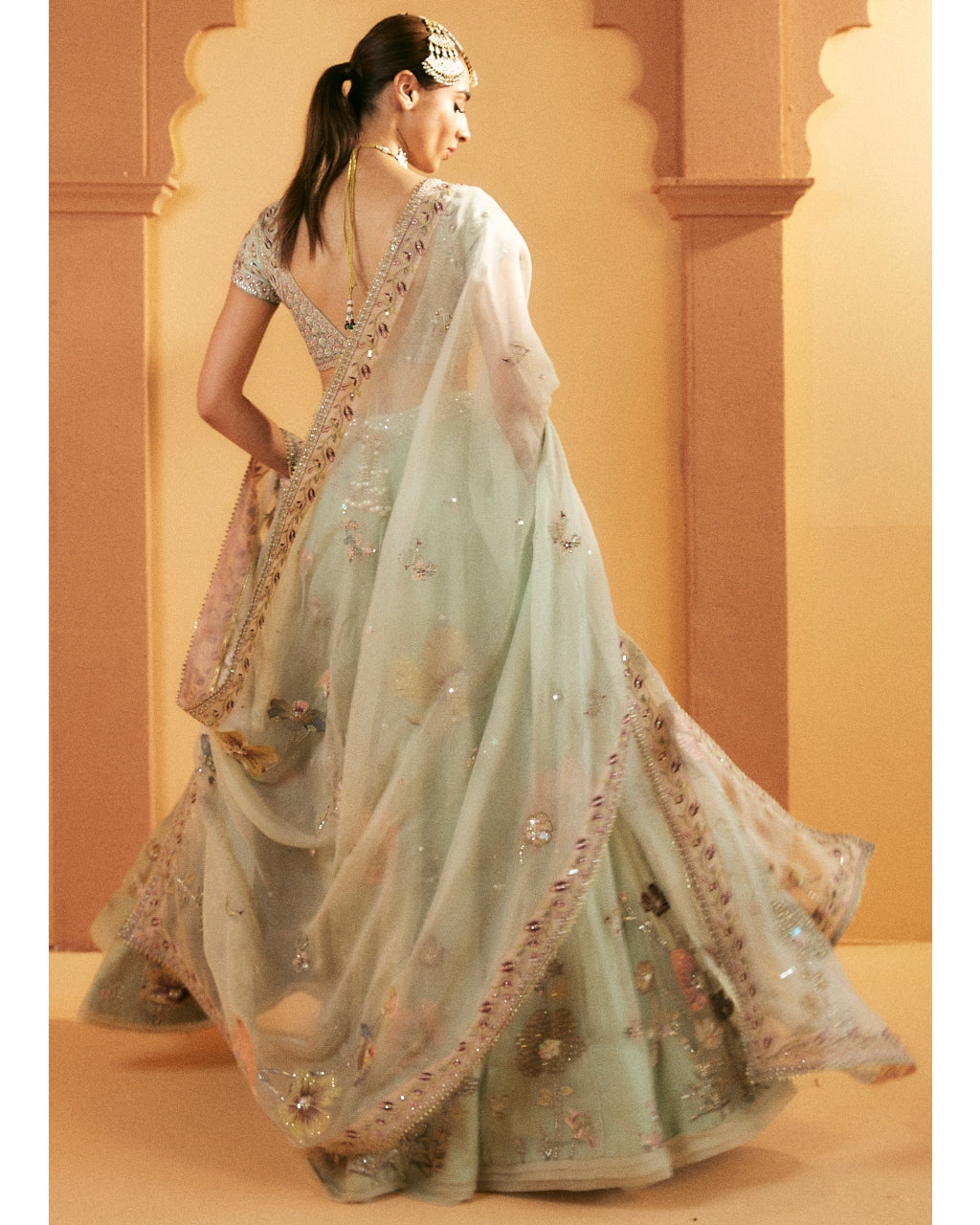 Aquamarine Embroidered Lehenga Set