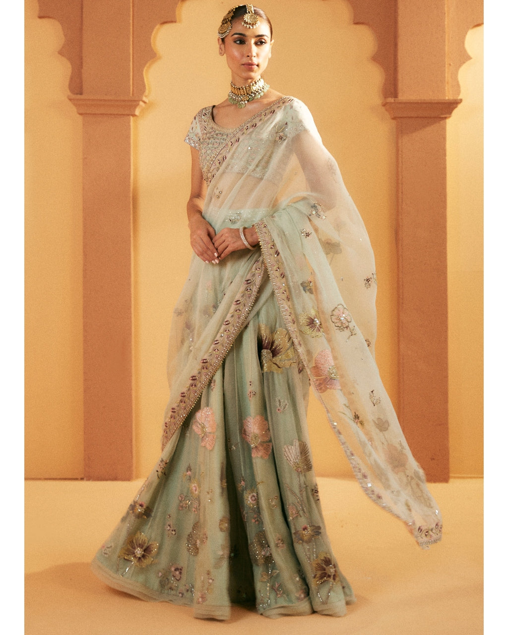 Aquamarine Embroidered Lehenga Set