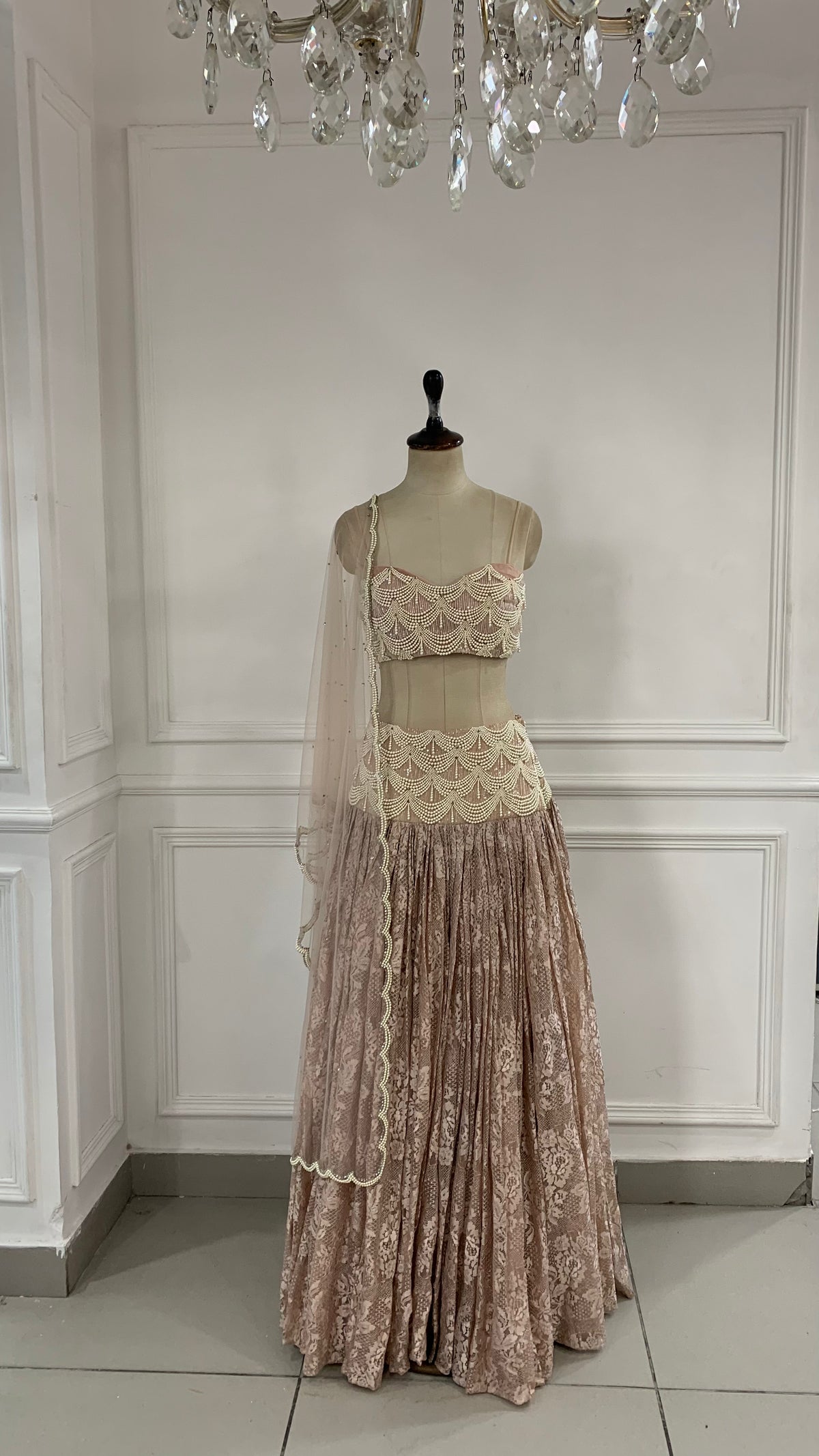 Pink Tulle Embellished Lehenga set