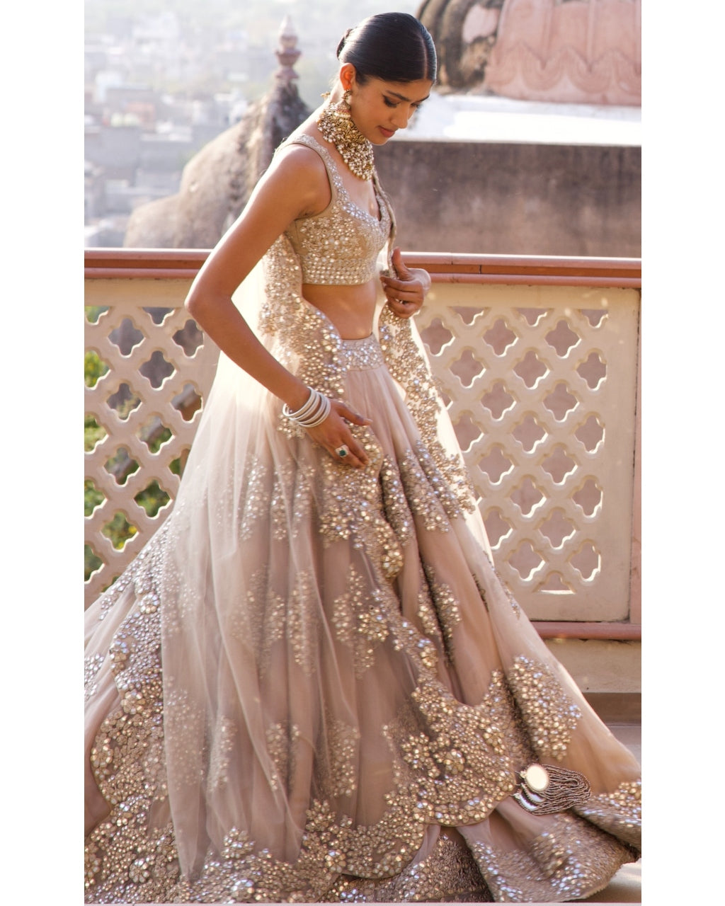 Moon Grey Organza Lehenga Set