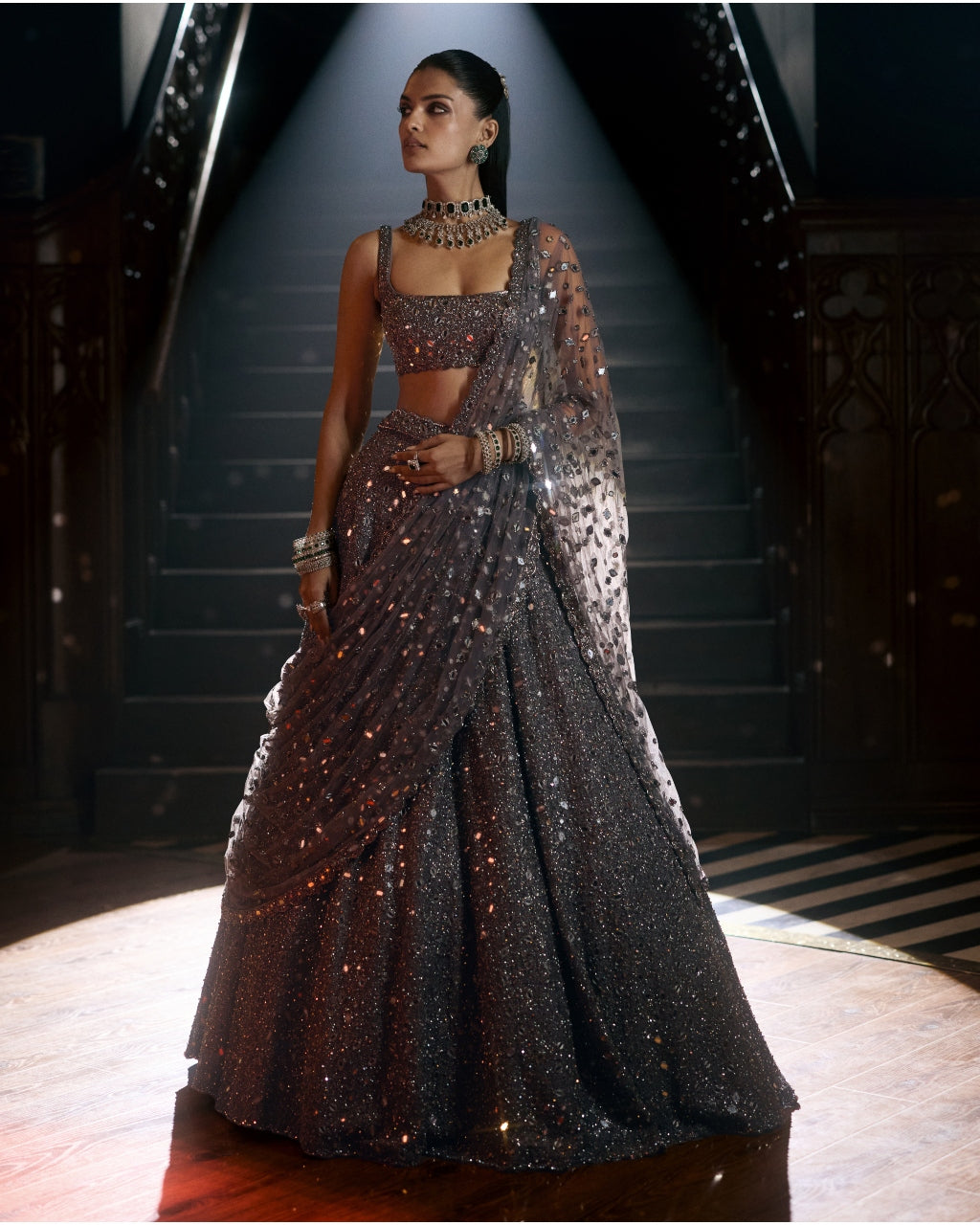 Metallic Grey Lehenga Set