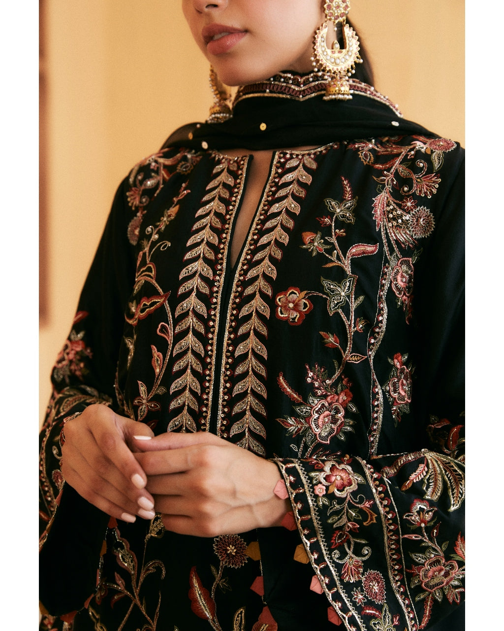 Black Embroidered Kurta Set