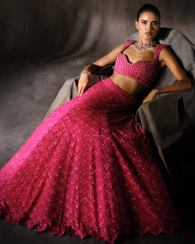 Hot Pink Cutwork Lehenga