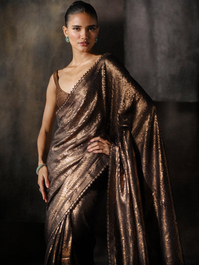 Coffee Sequins Sari