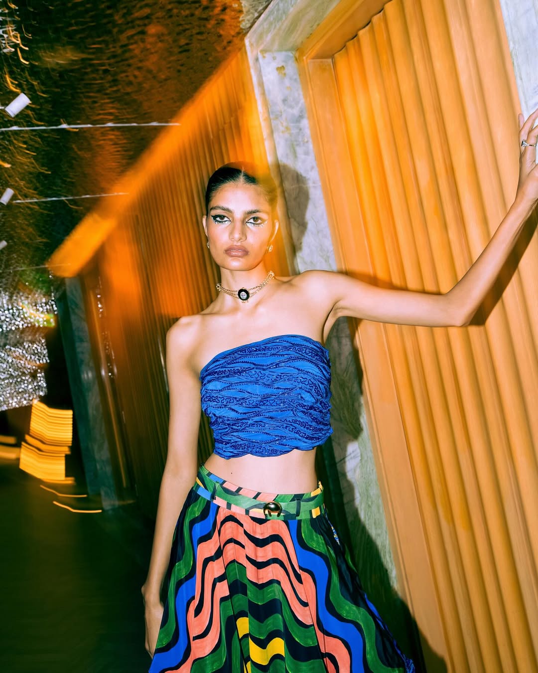 Cobalt Raio Skein Bustier with Aurorays Raio Tiered Skirt Set