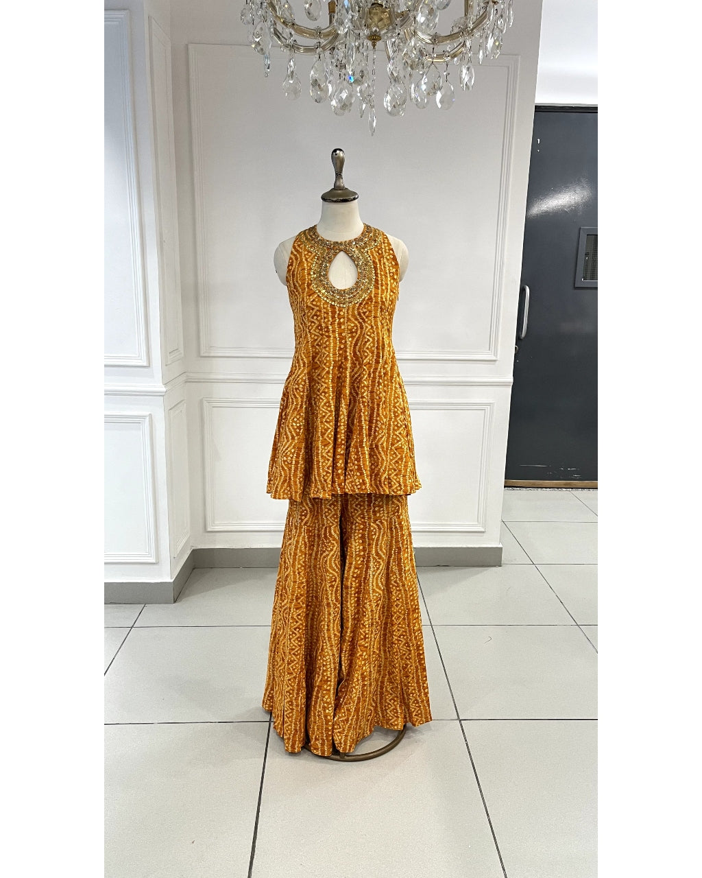 Mustard Short Anarkali Set