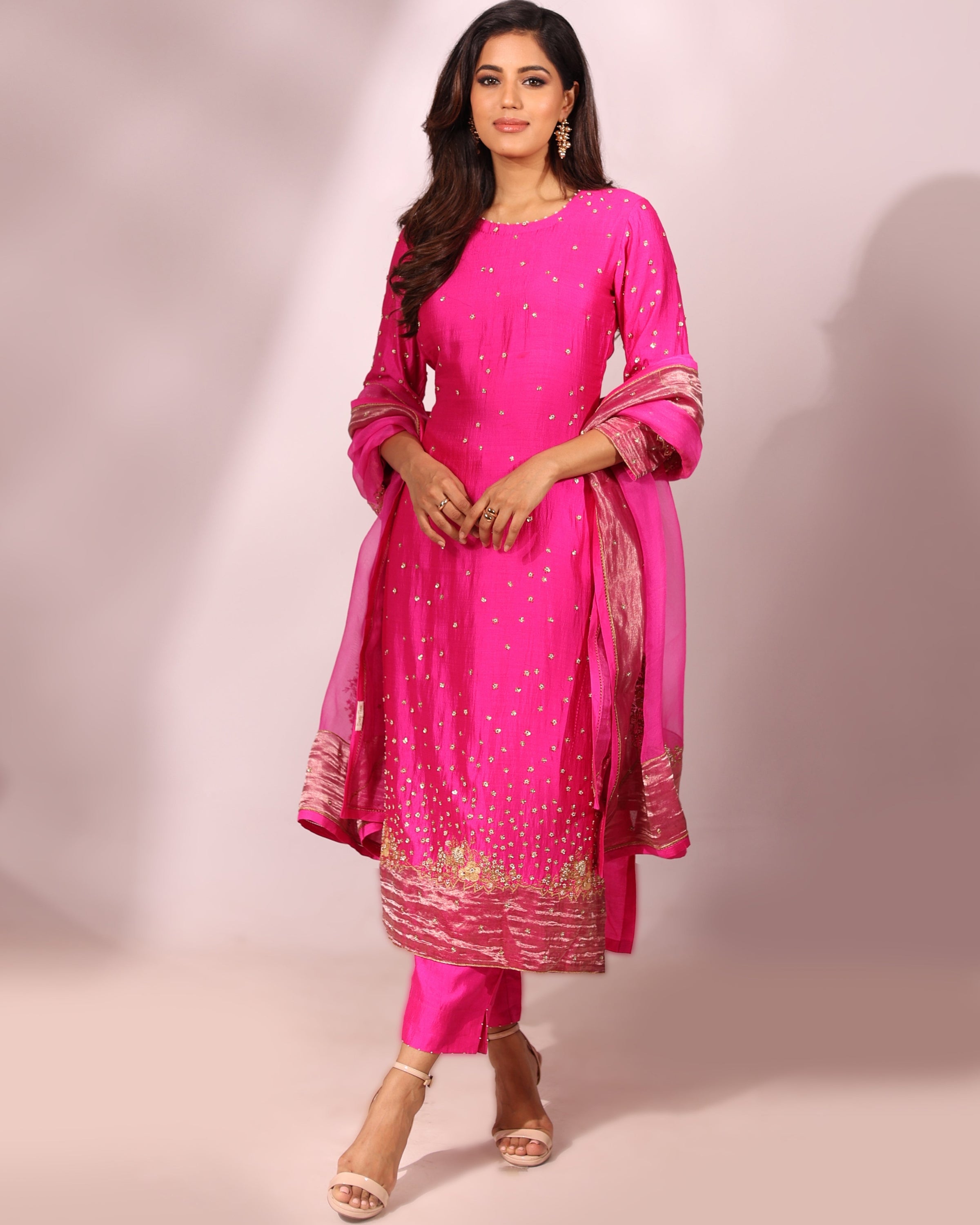 Fuchsia Pink A-Line Kurta Set