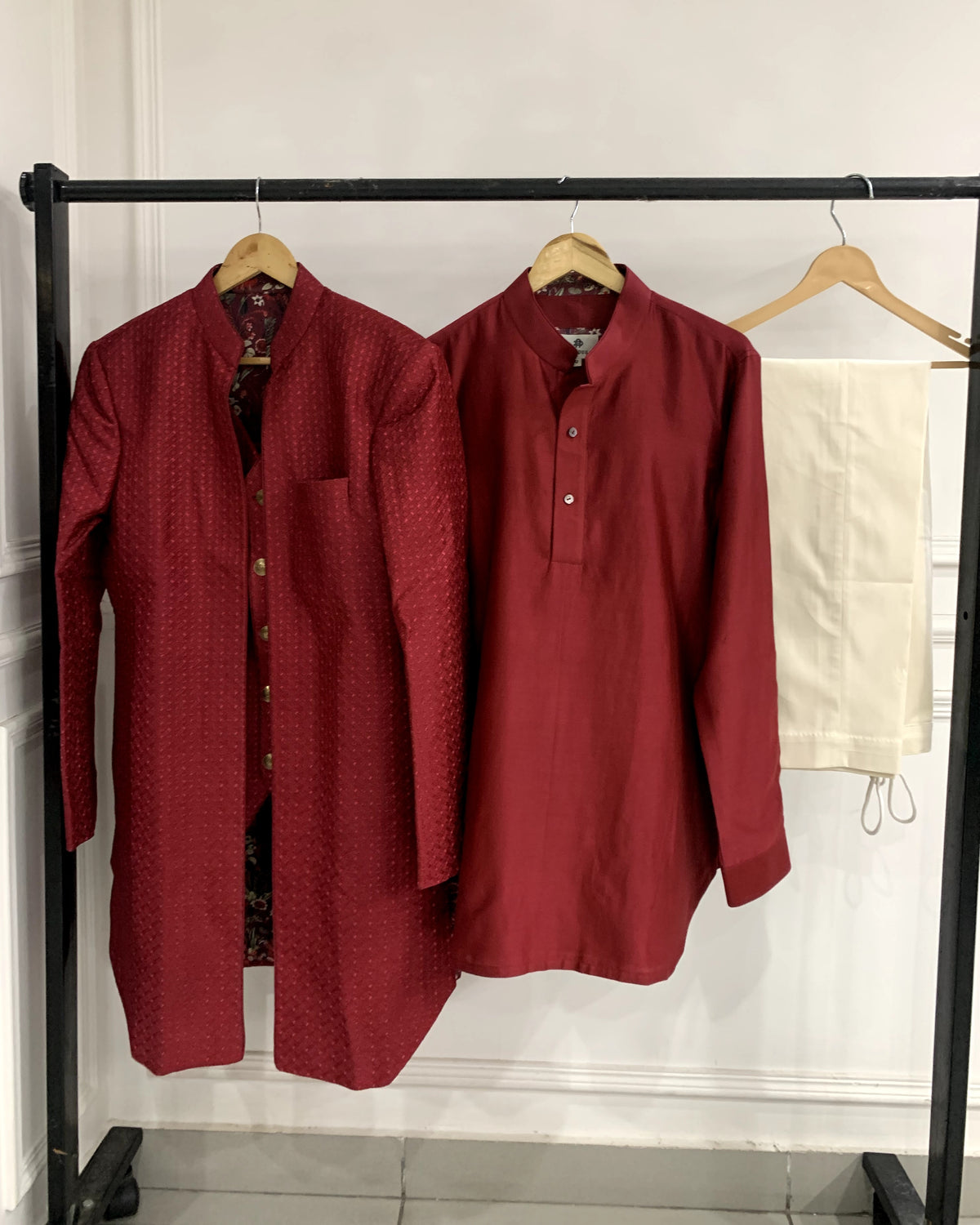 The Maroon Afzal Sherwani Set