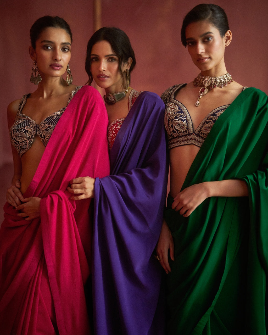 Bottle Green Sari Set