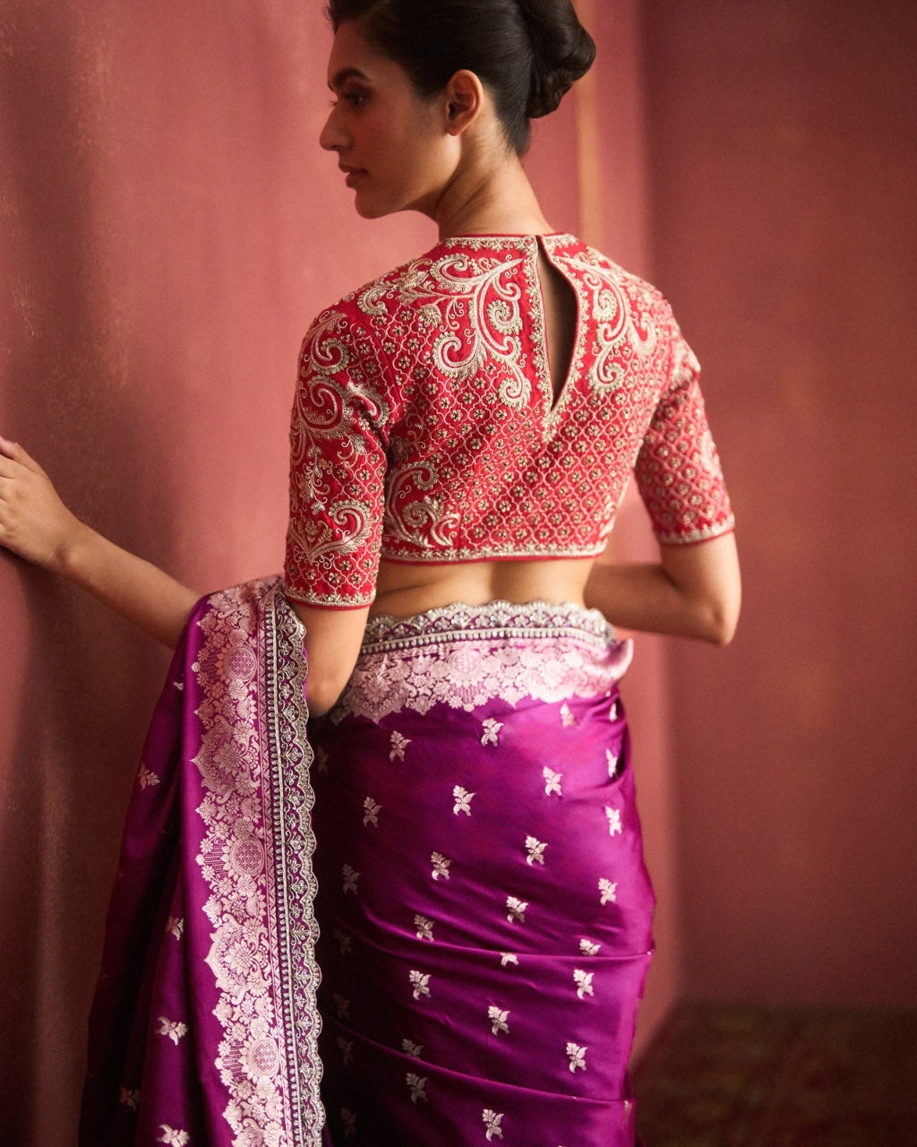 Purple Banarasi Sari Set
