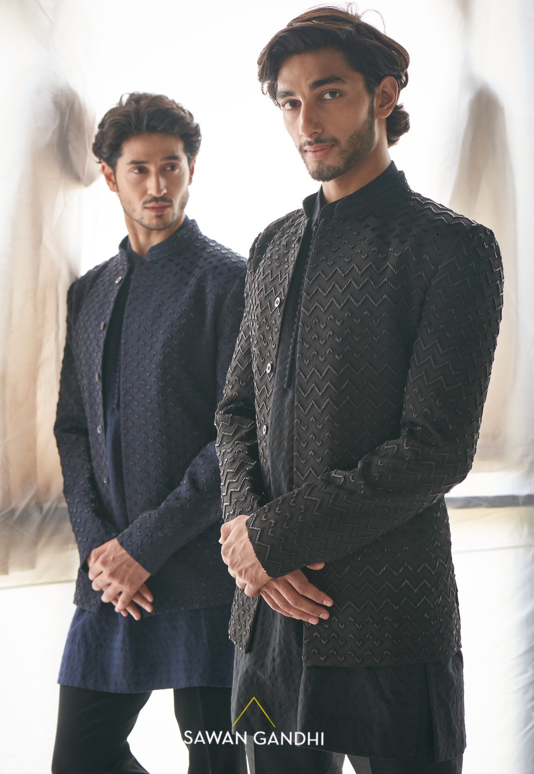 Black Chevron Bandhgala