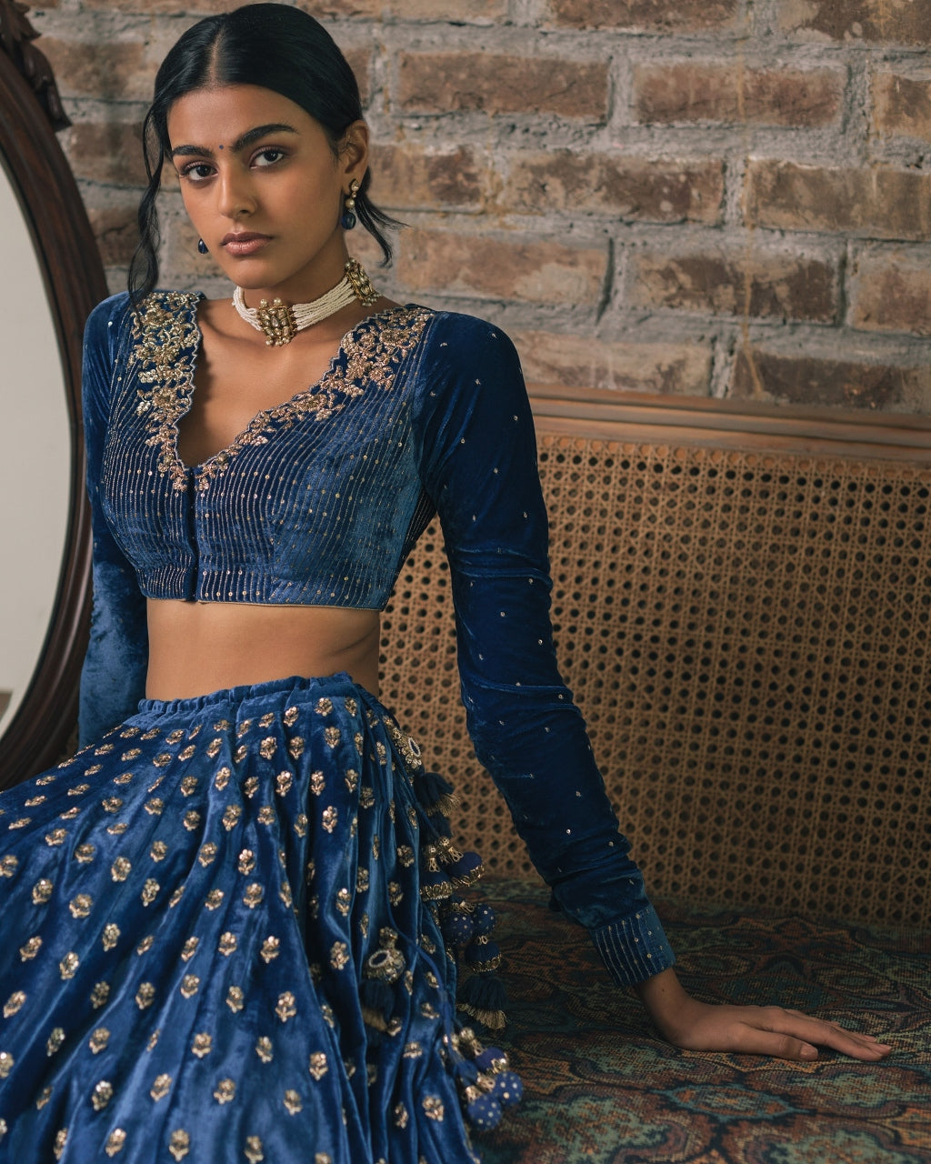 Velvet Booti Lehenga Set