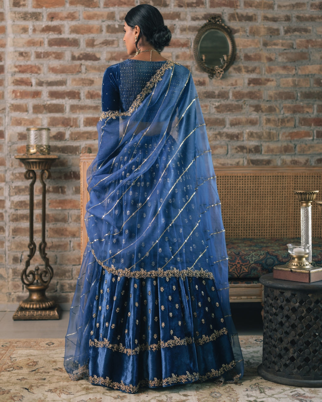 Velvet Booti Lehenga Set