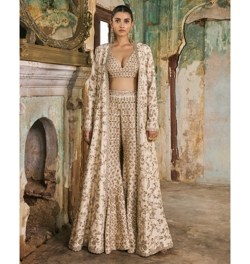 Ivory Jacket And Sharara Set